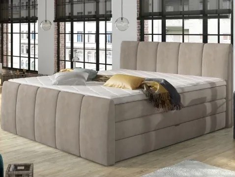 Postel boxspring Fresco 180x200 cm, béžová látka%