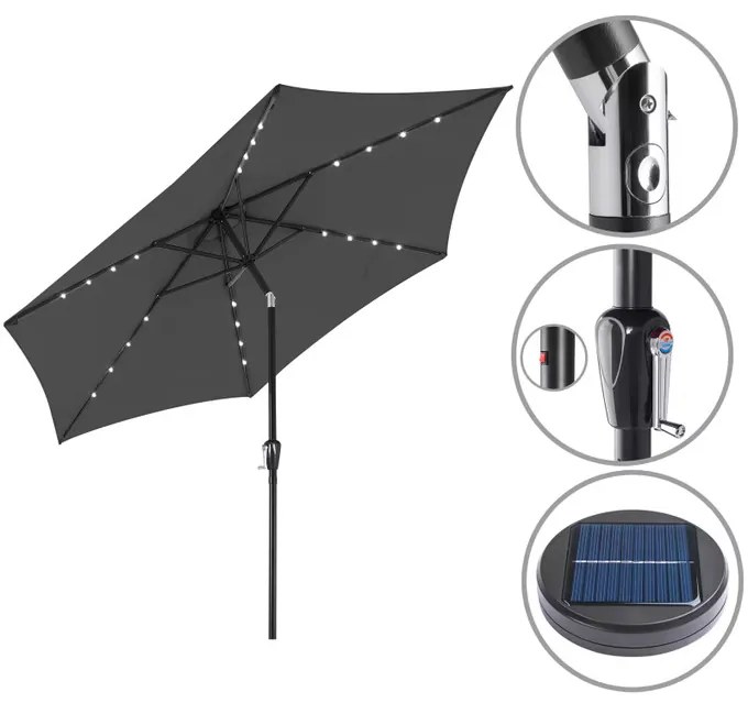 InternetovaZahrada LED slnečník Miami Ø270 cm - antracit