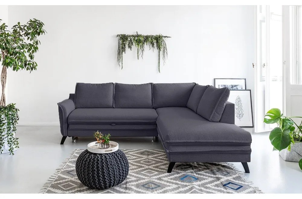 Antracitovosivá rozkladacia rohová pohovka Miuform Charming Charlie L, pravý roh