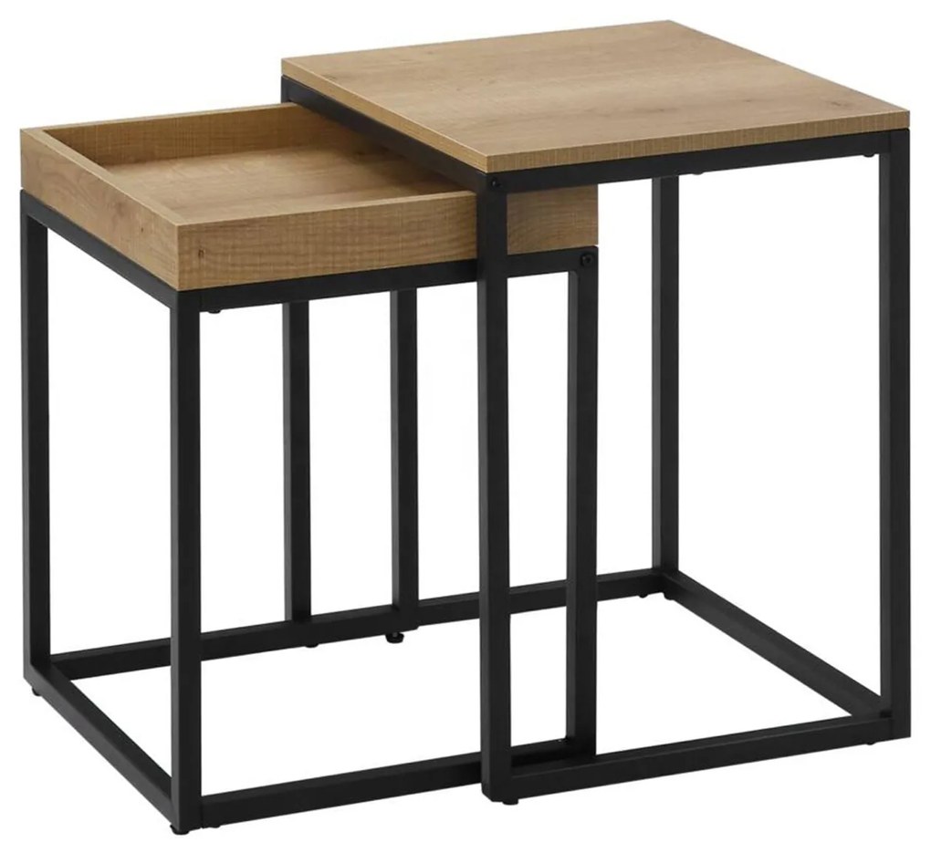 Príručné stolíky, 2 ks stohovacích stolov, medovo hnedé | VASAGLE