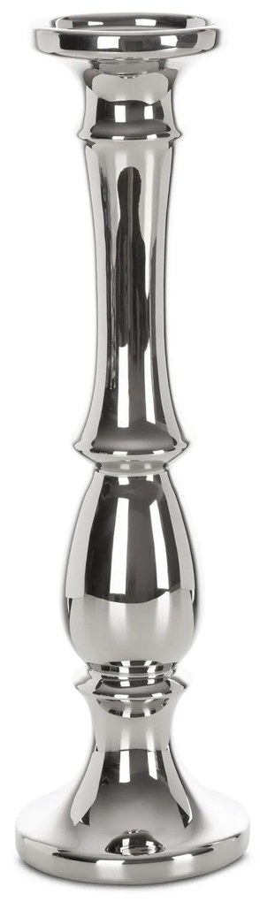 KERAMICKÝ SVIETNIK JOLY 11X11X39 CM STRIEBORNÁ