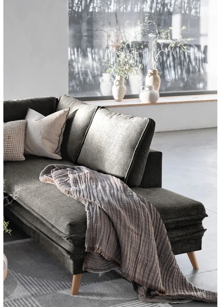 Tmavosivá rozkladacia rohová pohovka (pravý roh) Charming Charlie – Miuform