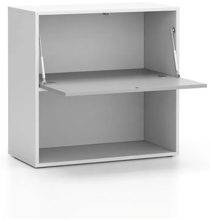 Kancelársky policový regál LAYERS, krátky, 1 box, 800 x 400 x 777, biela / sivá