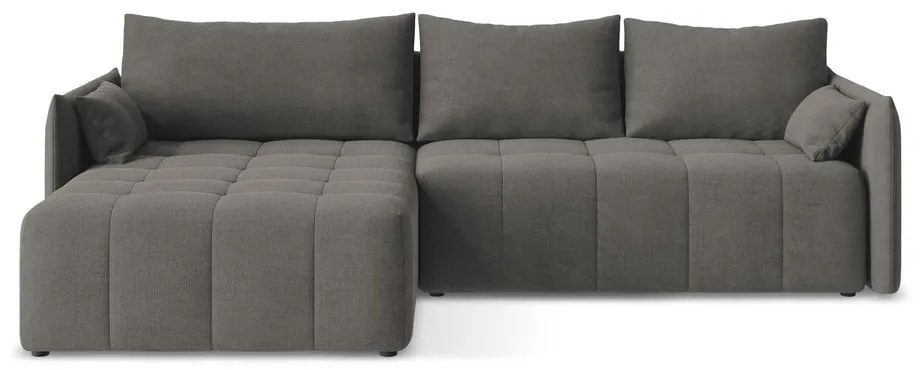 Tmavosivá rozkladacia/s úložným priestorom rohová pohovka (ľavý roh/s leňoškou) Moku – Makamii