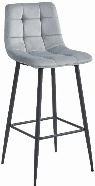 TRENDIE Zamatová barová stolička Budva strieborno sivá