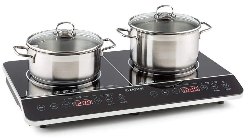 Klarstein VariCook Slim, indukčný varič, 3500 W, 240 °C, 2 platne, časovač, dotykové ovládanie