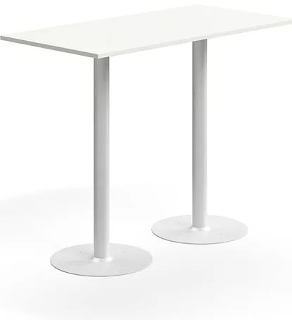 Barový stôl ALVA, 1400x700x1000 mm, s kotvením do zeme, HPL, biela