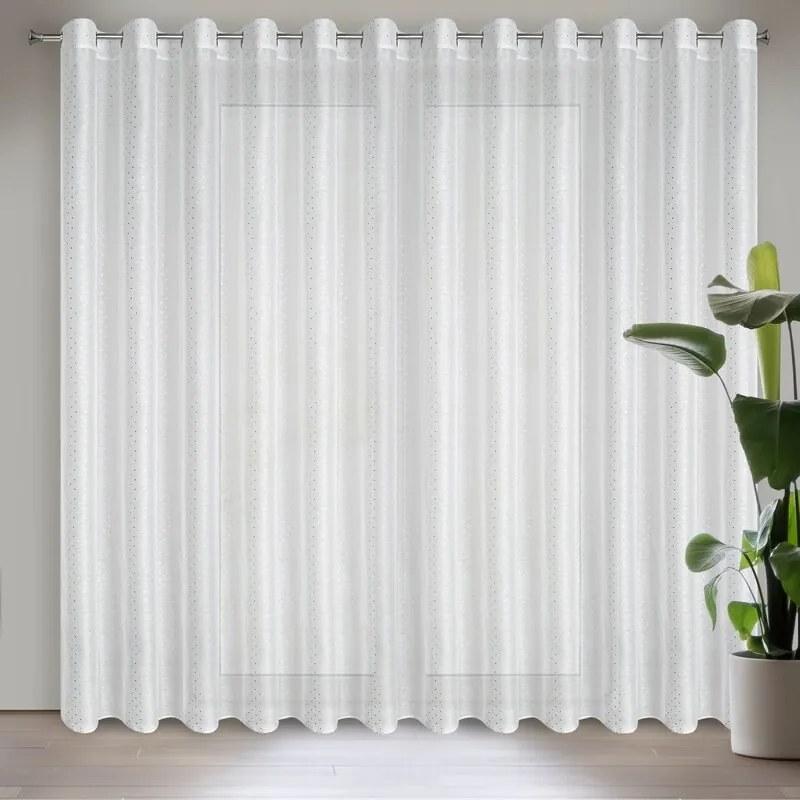 DECOREUM záclona so striebornou potlačou 300 cm x 250 cm biela 100 % polyester 101143