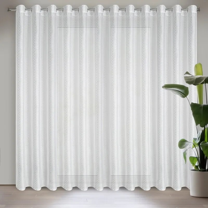 DECOREUM  záclona so striebornou potlačou 300 cm x 250 cm biela 100 % polyester 101143