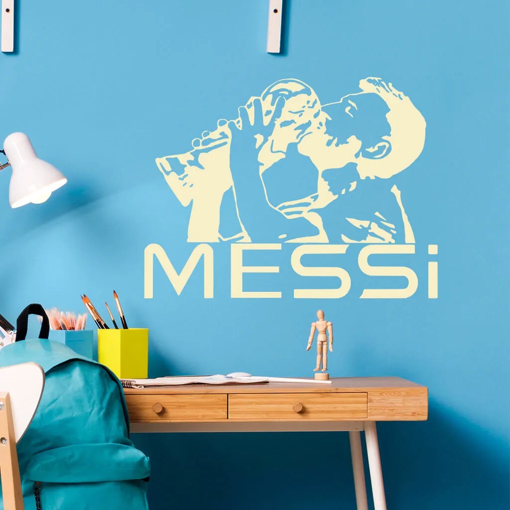 Veselá Stena Samolepka Lionel Messi pohár Farba: modrá, Veľkosť: 60 x 45 cm