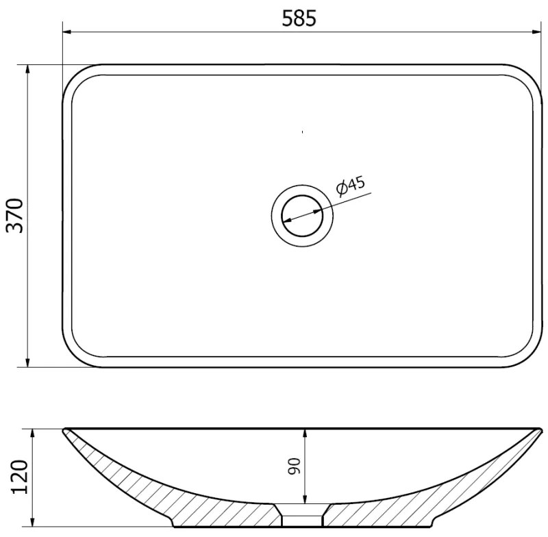 Mexen Avila, umývadlo na dosku 58 x 37 cm, biela, 21115500