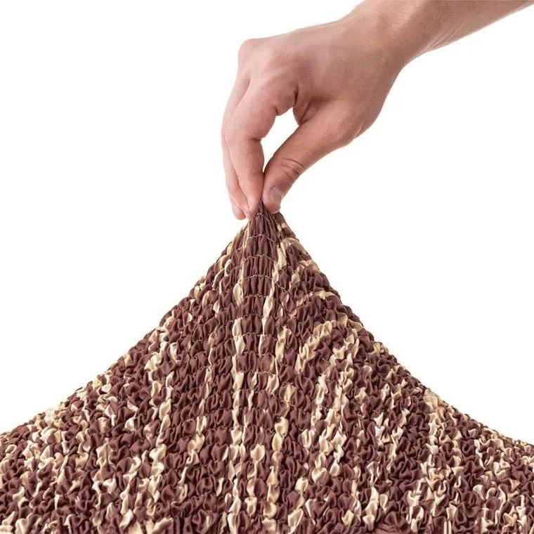 Bielastické poťahy UNIVERSO NOVÉ žíhané hnedé kreslo ušiak (š. 60 - 110 cm)