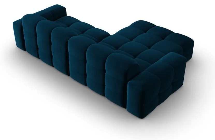 Tmavomodrá zamatová rohová pohovka (ľavý roh) Kendal - Micadoni Home