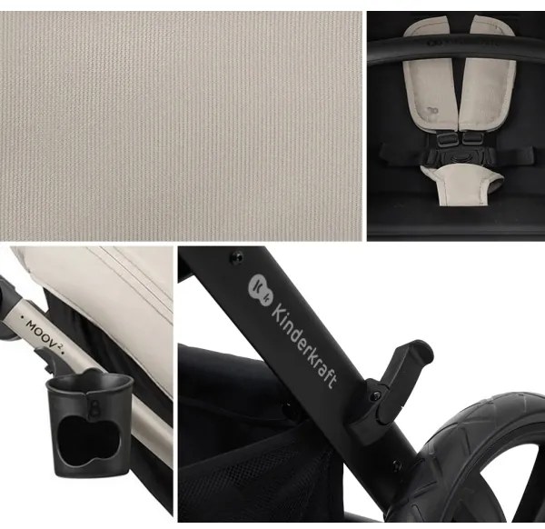 KINDERKRAFT-Kombinovaný kočík 3v1 MOOV 2 Moonlight grey + autosedačka MINK PRO