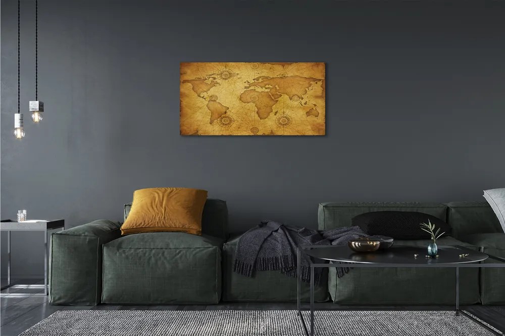 Obraz canvas mapa spálil staré hrany 100x50 cm