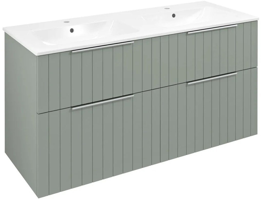 Sapho Sapho, CIRASA umývadlová skrinka s dvojitým umývadlom 121x66x46cm, verde strip, CR121-4444S-21