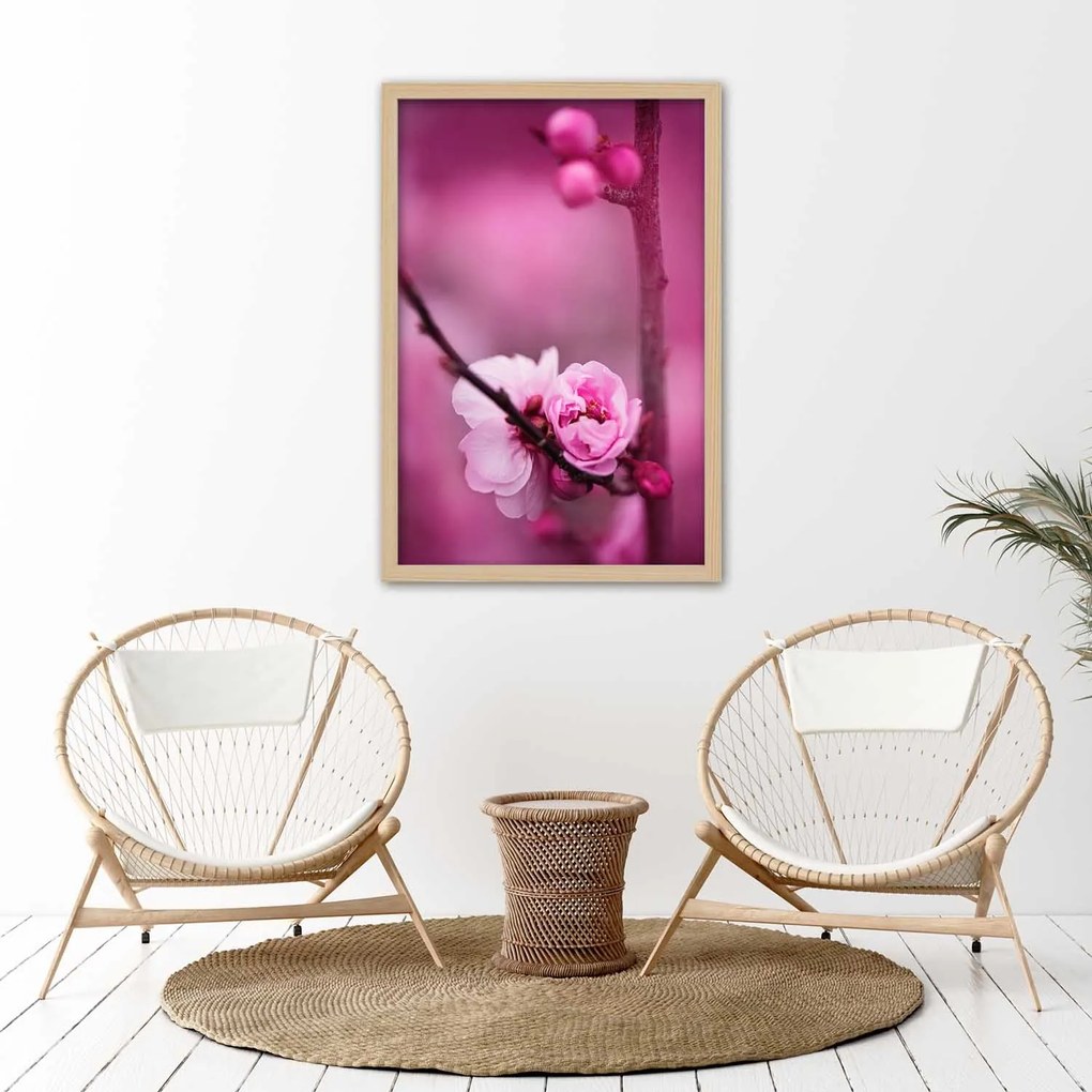 Gario Plagát Čerešňový kvet na vetve Farba rámu: Bez rámu, Rozmery: 30 x 45 cm