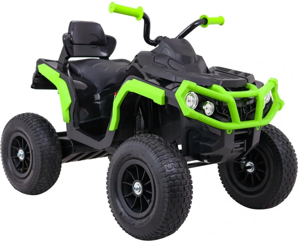 Ramiz Štvorkolka na vzduchovú batériu pre deti Čierna a zelená + Nafukovacie kolesá + Rádio MP3 + Bezplatné štartovanie