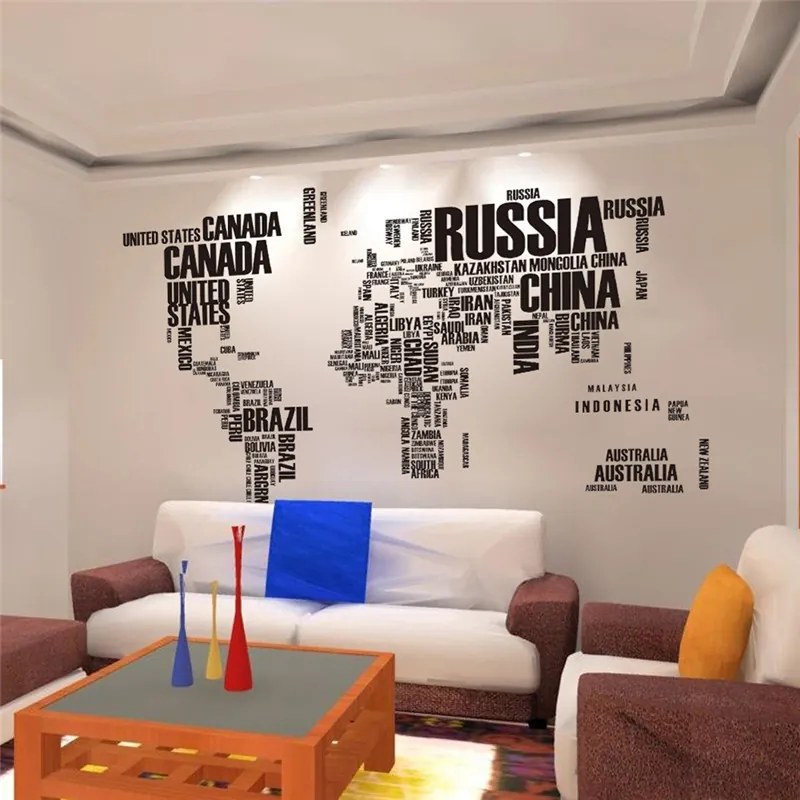 Veselá Stena Samolepka na stenu na stenu Mapa sveta Veľkosť: 190 X 116 cm