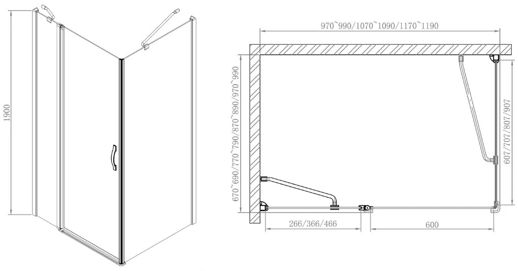 Gelco Gelco, One obdĺžniková sprchová zástena 1100x700mm L/P varianta, GO4811GO3570