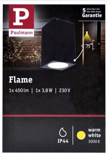 Paulmann 94327 - LED/3,8W IP44 Vonkajšie nástenné svietidlo FLAME 230V antracit