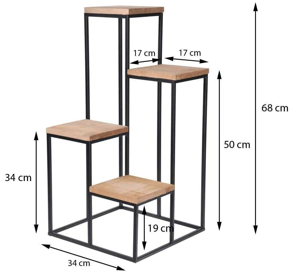 STOJAN NA KVETINÁČ KASKADA 38X34X34 CM ČIERNA/HNEDÁ