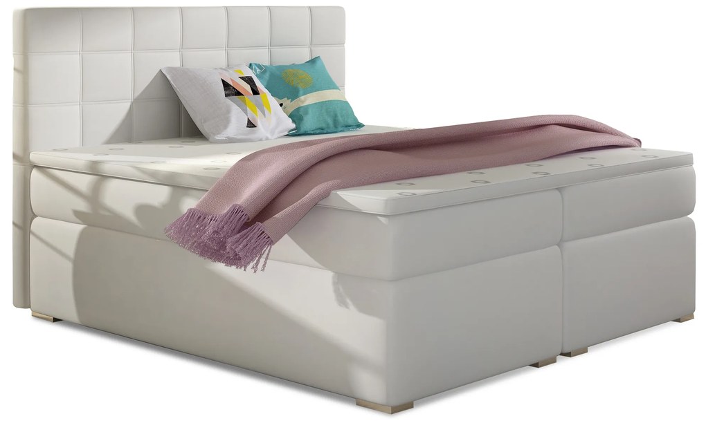 Kontinentálna posteľ 160 cm Abbie (biela) (s matracmi). Vlastná spoľahlivá doprava až k Vám domov. 1027419