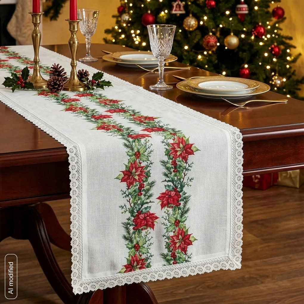 VIANOČNÝ BEHÚŇ NA STÔL XMAS5 40X140 CM VZOROVANÁ