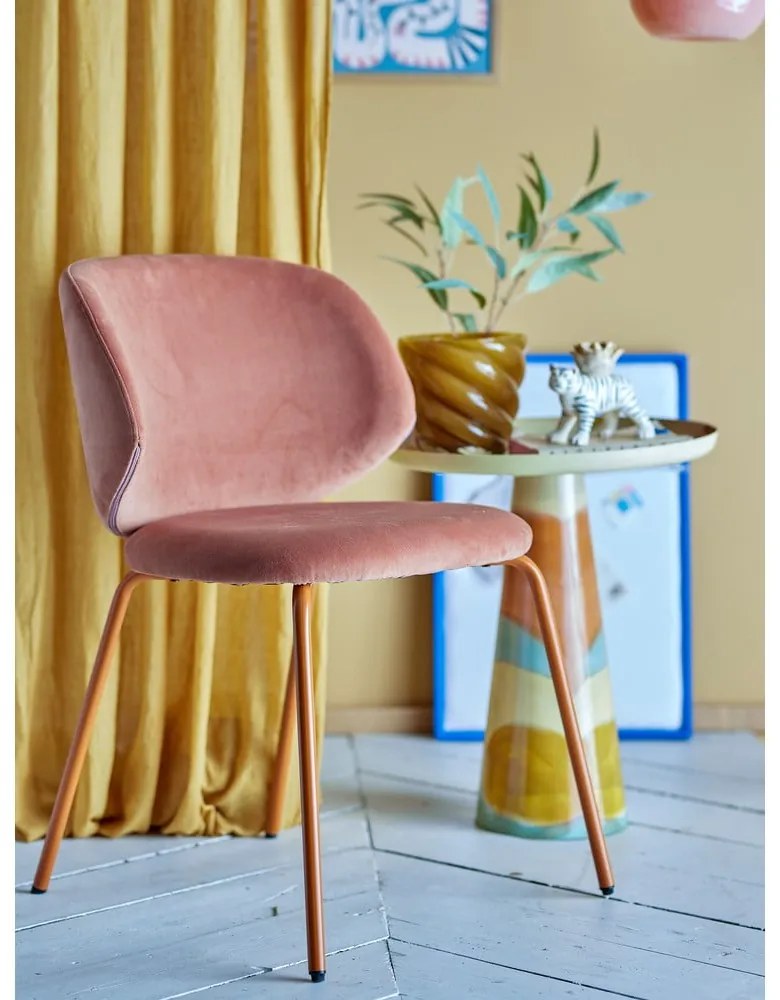 Oranžové zamatové jedálenské stoličky v súprave 2 ks Ponte – Bloomingville