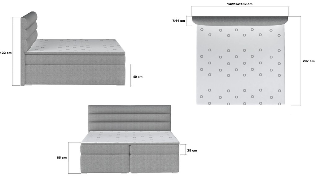 Elegantná box spring posteľ Barone 180x200, hnedá