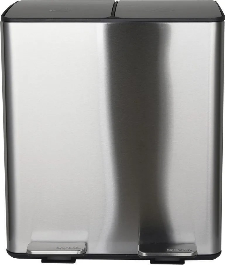 Oceľový odpadkový kôš 2x20 l na triedený odpad/nášľapný v matne striebornej farbe Aliya – Spirella