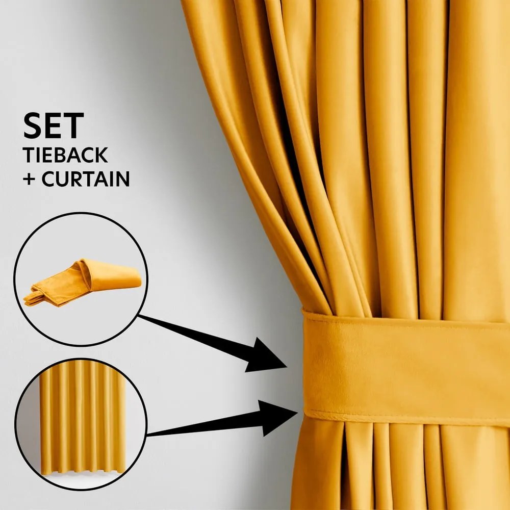 Žltý zamatový dimout záves 140x245 cm Pleat – Restilo