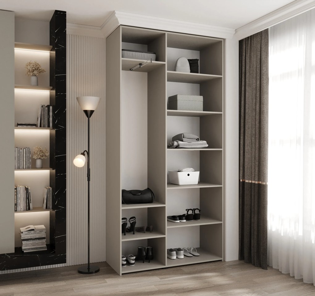 Šatníková skriňa 120 cm Carmela 40-2 (kašmír + zlatá). Akcia -20%. Vlastná spoľahlivá doprava až k Vám domov. 1126556