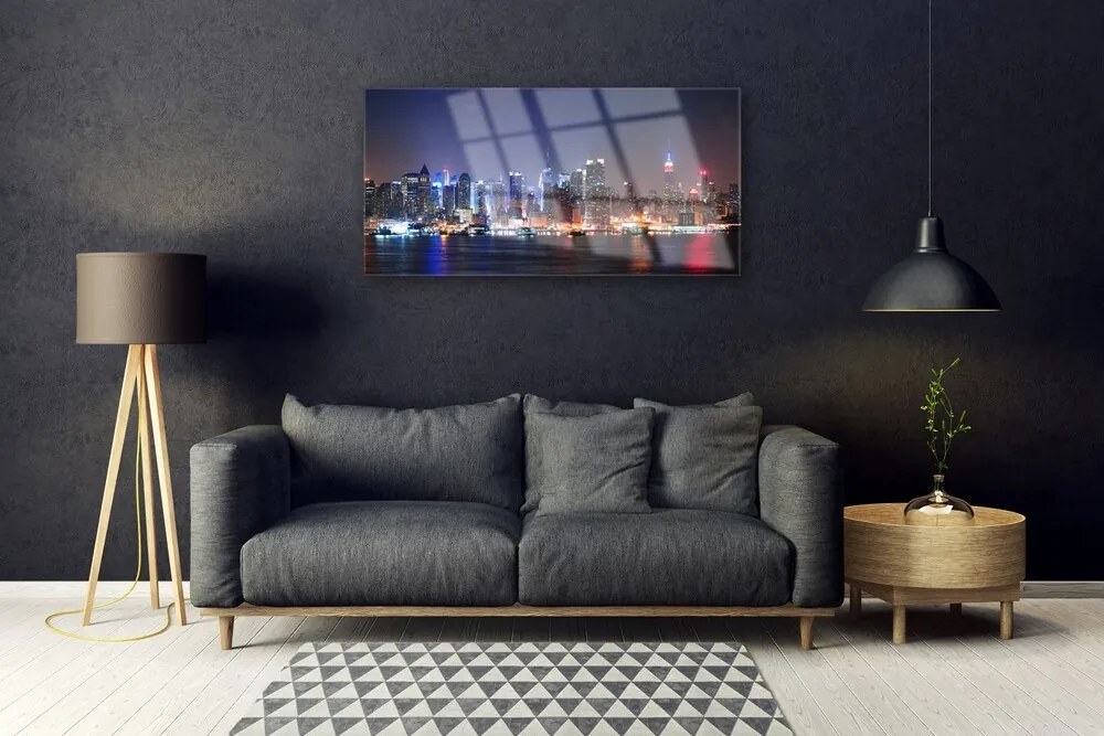 Obraz na akrylátovom skle Mesto mrakodrapy domy 100x50 cm