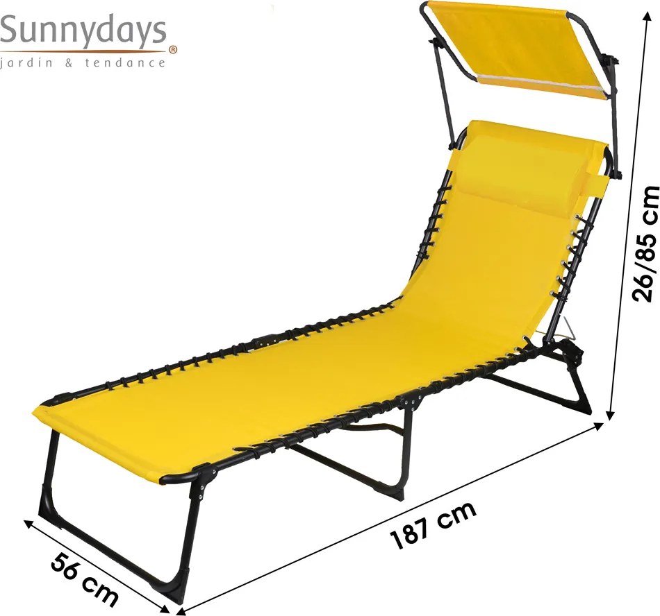 Sunnydays Plážové lehátko so strieškou, žlté Množstvo: 1 ks