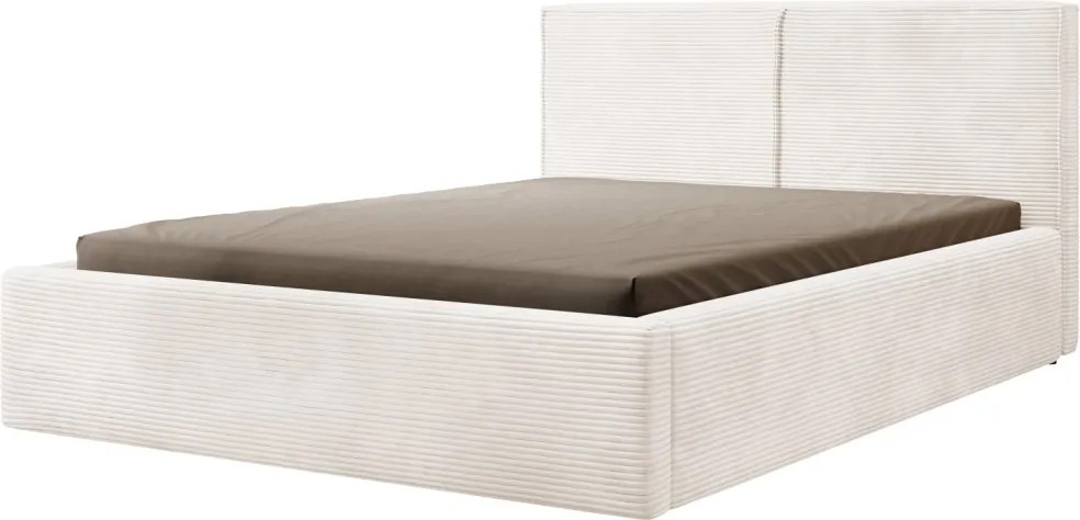 Posteľ Inez 180x200 cm, smotanovo biela štruktúrovaná látka