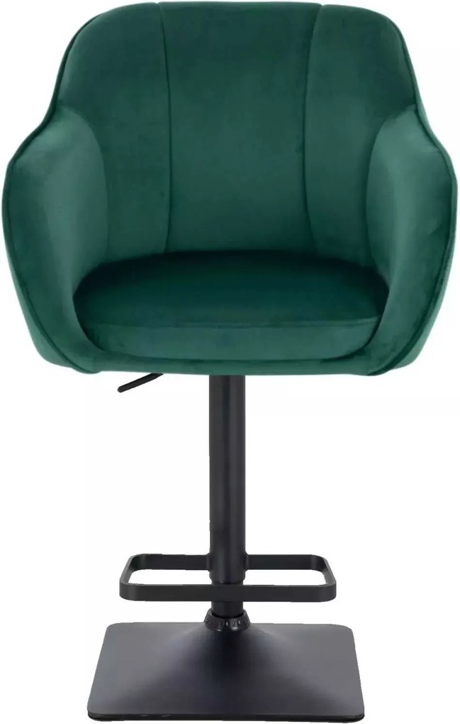 LuxuryForm DESIGN Barová stolička AVOLA VELUR na čiernej hranatej podstave - zelená