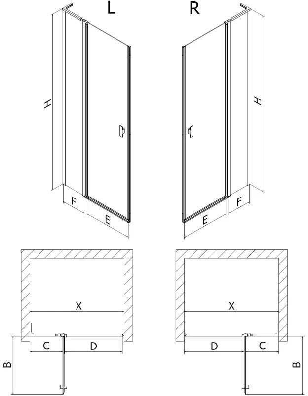 Mexen, Mexen Mist L Otočné sprchové dvere 90 cm, transparentné, brúsené zlaté - 8A4L-090-000-55-00