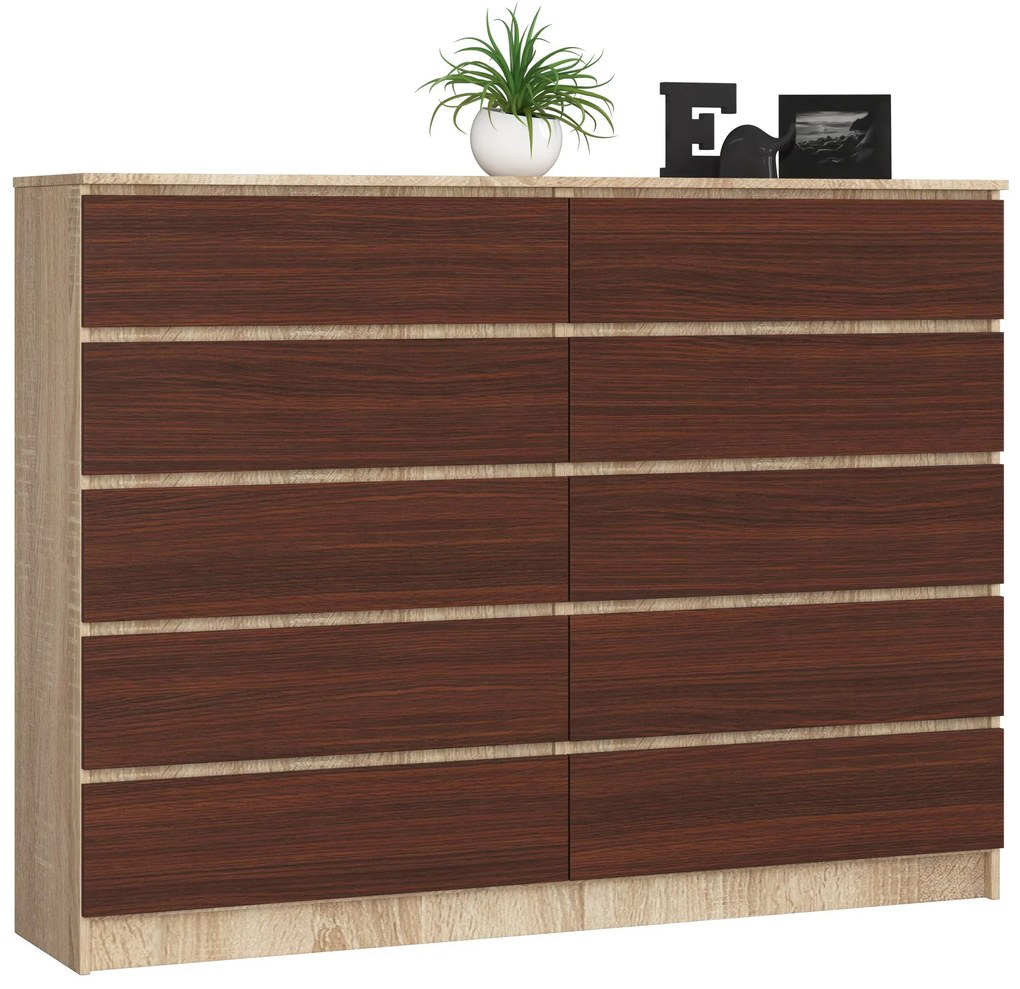 Komoda Kurtinaitis 10SZ (dub sonoma + wenge). Vlastná spoľahlivá doprava až k Vám domov. 1069401