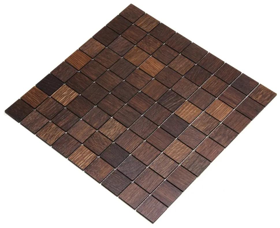 DUB TABÁK mozaika 2D - drevené obklady do kúpeľne a kuchyne 30 x 30 mm