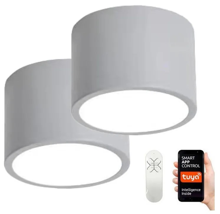 Immax Neo Immax NEO 07143-GR15BD-SADA 2x LED Stropné svietidlo RONDATE 12W/230V Tuya šedá+DO IM0856