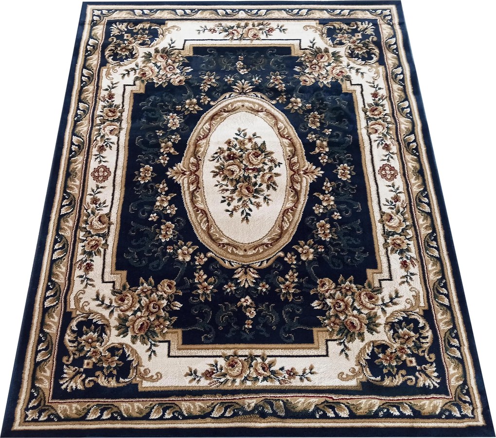 DY Tmavomodrý koberec s orientálnym vzorom Exclusiv 04 N Rozmer: 80x150 cm