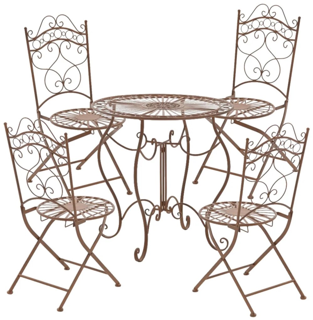 Kovová stolička skladacia Indra (SET 2 ks) - Hnedá antik