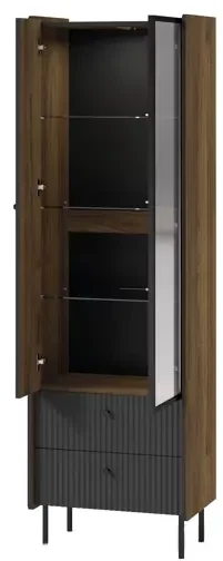 Vitrina Presto P3, orech warmia/san sebastian/čierny mat