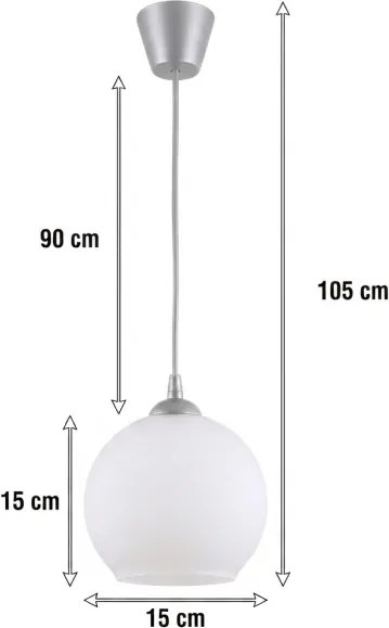 Brilagi - LED luster na lanku RETRO GLASS 1xE27/60W/230V Ø 15 cm strieborná/biela