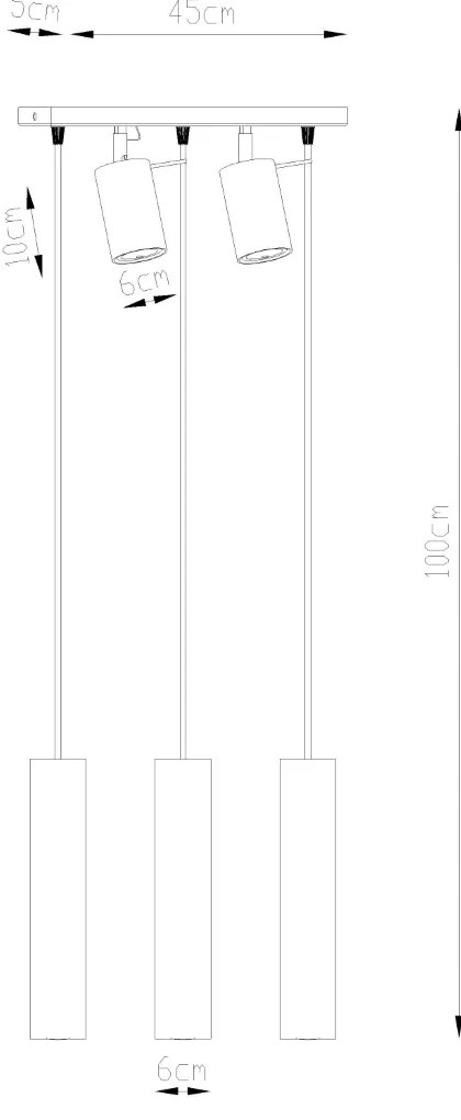 Závesné svietidlo Ring 3, 5x čierne kovové tienidlo
