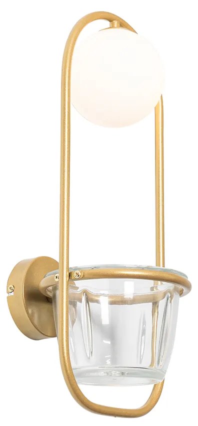 Art Deco nástenná lampa zlatá s bielym sklom - Isabella