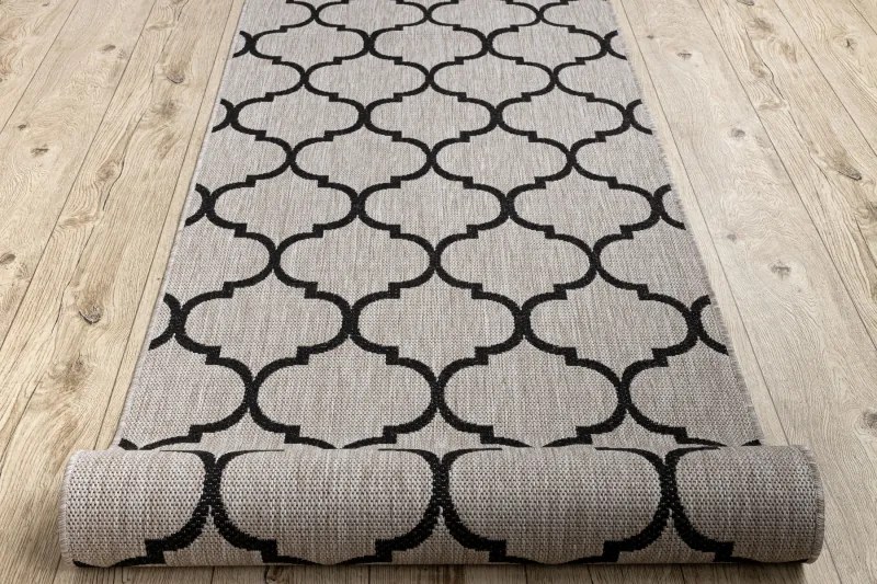 Behúň SIZAL FLOORLUX model 20608 Marocká mriežka strieborná / čierna Veľkosť: 80 cm