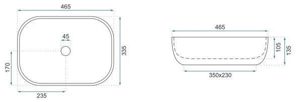 REA-U3800 - Umývadlo na dosku LIVIA 33,5x46,5 cm keramika/šedá/imitácia kameňa