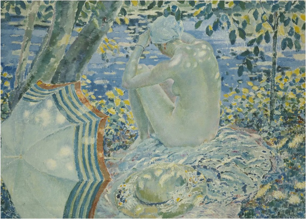 Sklenený obraz - Frederick Carl Frieseke, On the Bank, reprodukcia (70x50 cm)